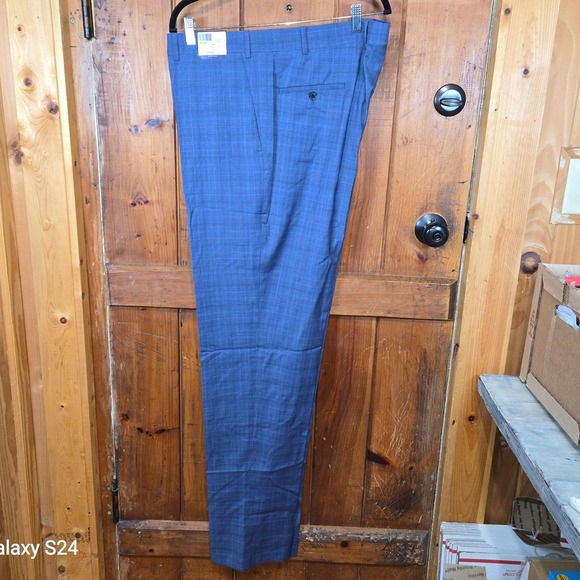 PETER MILLAR SB FLYNN Plaid Wool Mens Dress Pants 42W 37L Flat Front - Picture 2 of 5